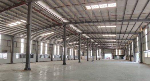 东莞市东城街道温塘工业区5300平方单一层独门独院钢结构厂房出租，高度10米，消防喷淋，可做生产加工，仓储物流